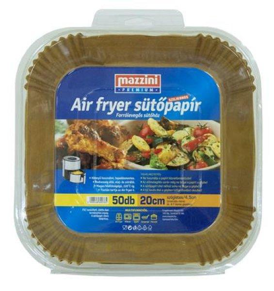 Sütőpapír, szilikonos, Air Fryer készülékhez, szögletes, 20 cm, 50 db,
MAZZINI "Premium"