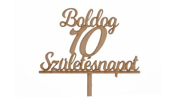 Natúr Boldog Születésnapot 10 feliratos sziluett tortadísz