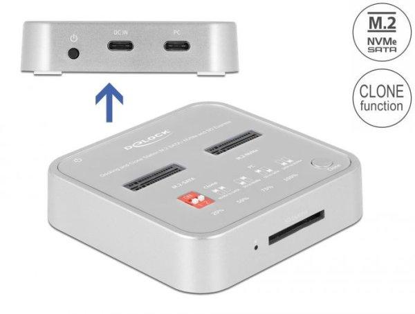 DeLock Docking Station for 1 x M.2 NVMe SSD + 1 x M.2 SATA SSD with SD Express
(SD 7,1) Card Reader and Clone Function