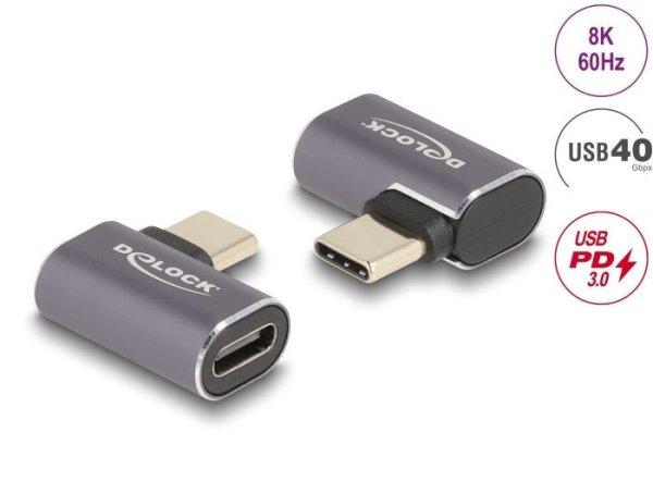 DeLock USB Adapter 40 Gbps USB Type-C PD 3.0 100 W male to female angled left /
right 8K 60Hz metal