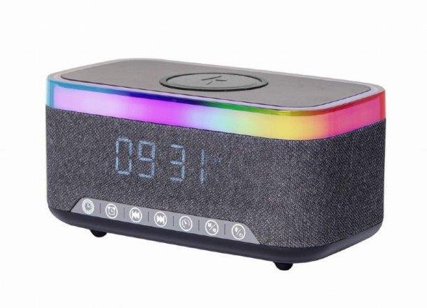 Gembird DAC-SPKBT-QC15-BK Digital alarm clock with speaker wireless charging
function Black/Grey