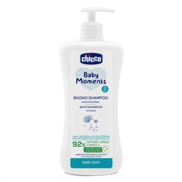 Fürdető & sampon 500 ml - könnymentes Baby Moments körömvirággal és
növényi glicerinnel - Chicco