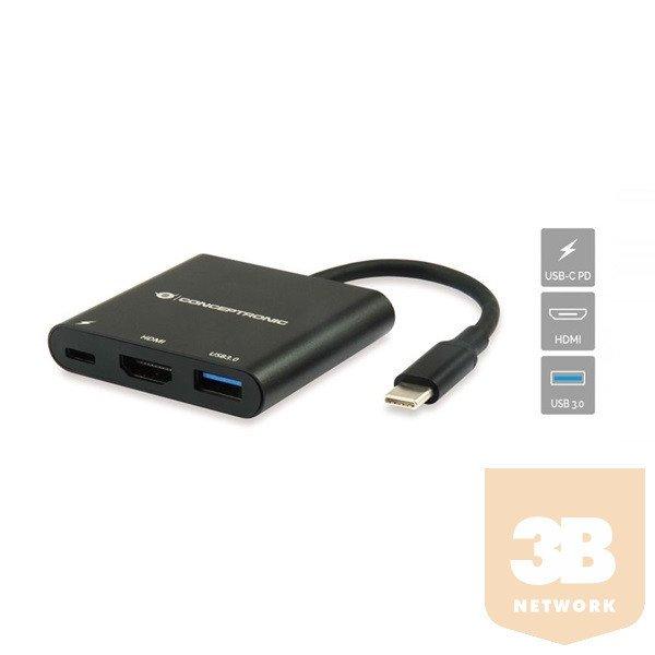 Conceptronic Notebook Dokkoló - DONN01B (Bemenet: USB-C, Kimenet: HDMI+USB-C
PD:60W+USB-A 3.0, fekete)