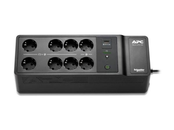 APC Back-UPS 500VA 8 schuko outlets 230V 1 USB charging port