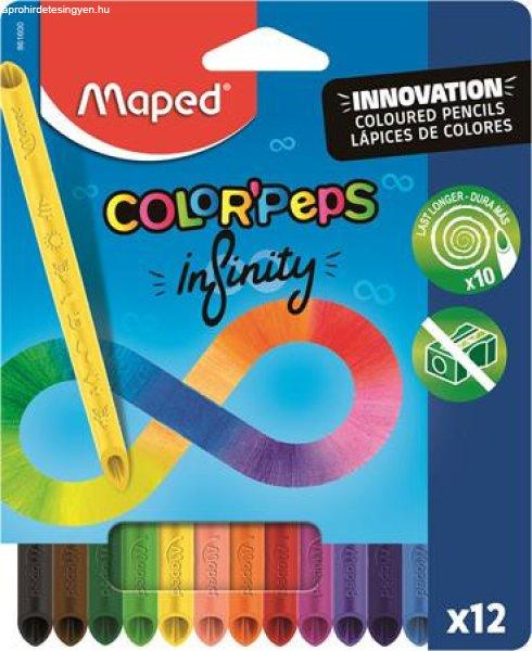 Színes ceruza készlet, háromszögletű, MAPED "Color'Peps
INFINITY", 12 különböző szín