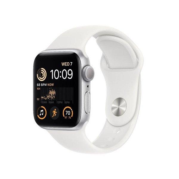 Apple Watch SE GPS 44mm ezüst Aluminium Tok fehér Sportszíjjal