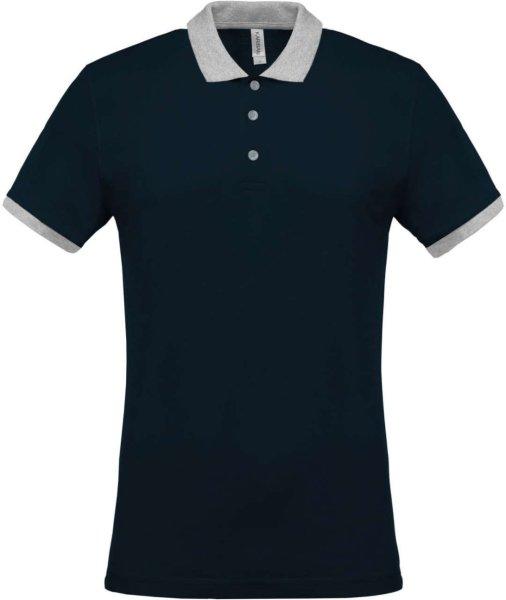 Férfi galléros piké póló, kontrasztos passzékkal, Kariban KA258,
Navy/Oxford Grey-4XL