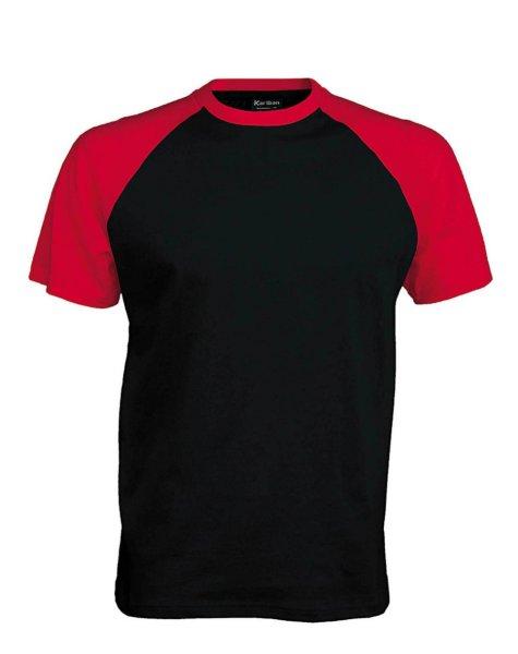 Férfi raglán ujjú kétszínű baseball póló, Kariban KA330, Black/Red-M