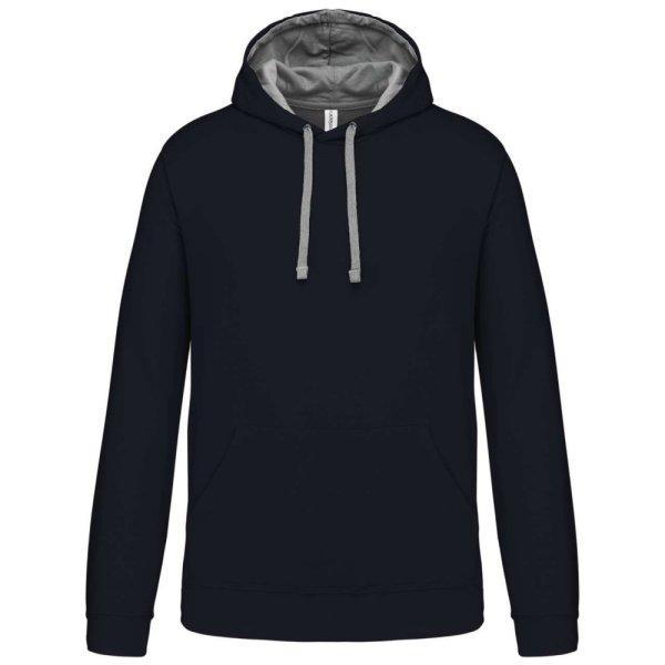 Férfi pulóver kontrasztos bélésű kapucnival, Kariban KA446, Navy/Fine
Grey-3XL