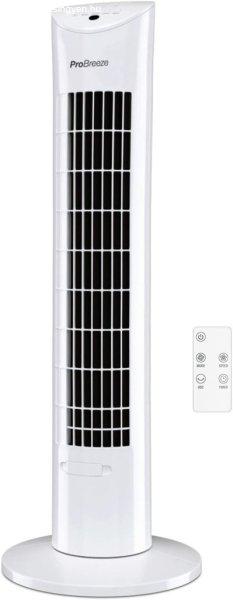 Pro Breeze® toronyventilátor oszcillációval, rendkívül erős 60 W-os
motorral, távirányítóval, 7,5 órás időzítővel és 3 hűtőventilátor
üzemmóddal otthoni és irodai használatra