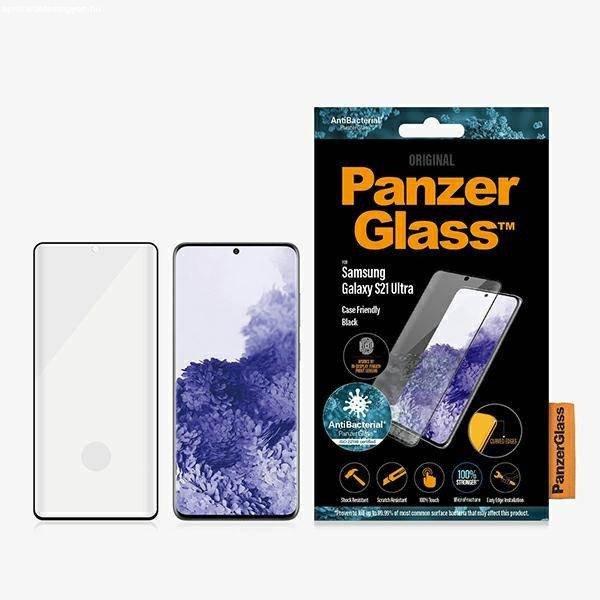 PanzerGlass E2E Microfracture Samsung Galaxy S21 Ultra G998 tokbarát
ujjlenyomat-mentes antibakteriális fekete képernyővédő fólia