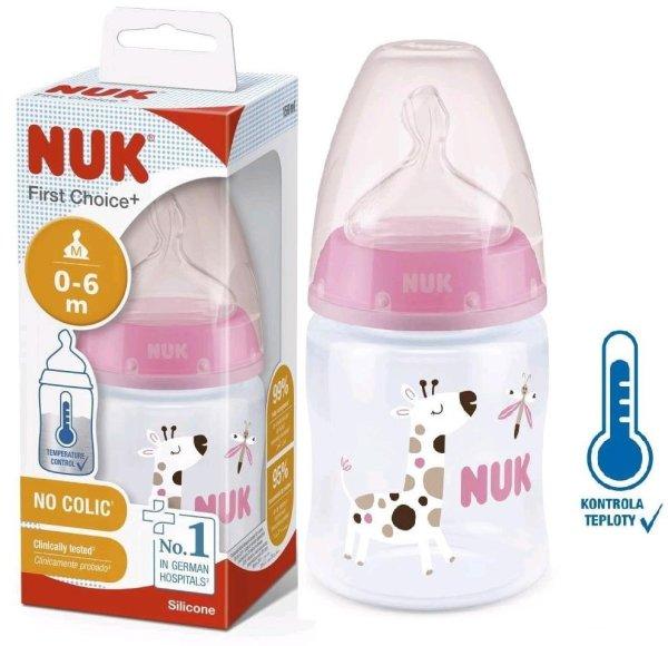 NUK First Choice Temperature Control cumisüveg 150 ml - Rózsaszín zsiráf