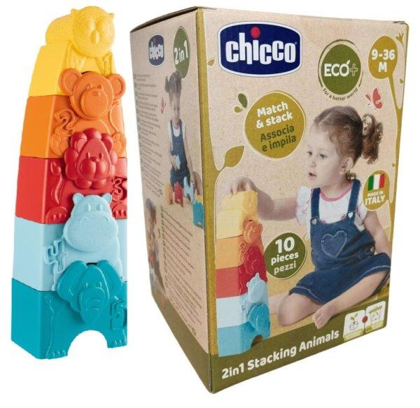 Chicco Állatos torony ECO+ 2in1 építőjáték 9 hó+