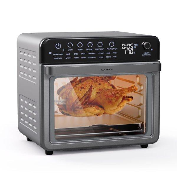 Klarstein Air Glaze, digitális forrólevegős fritőz, 2000 W, 34 l, 16
program, felső és alsó fűtés