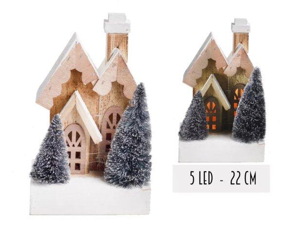Ledes faház fenyőfákkal 22cm