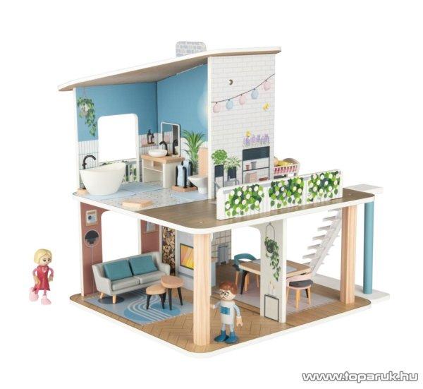 Playtive PC-14952 DOLLS HOUSE Emeletes modern babaház fából, 38 x 37 x 43 cm,
42 részes