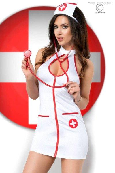  CR 3854  L/XL  White Sexy Nurse Costume Dress 