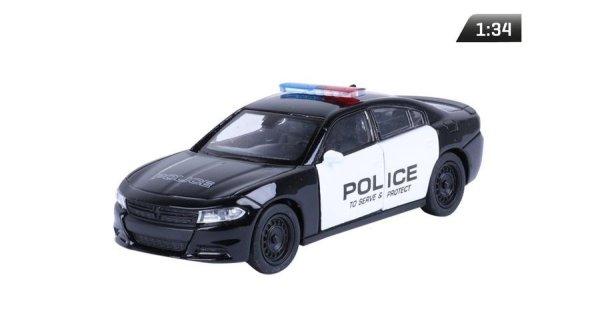 Makett autó, 1:34 2016. Dodge Charger R/T, rendőrség fekete (A83890)