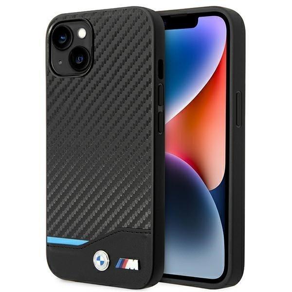 BMW Leather Carbon Apple iPhone 14 Plus / 15 Plus (6.7) hátlapvédő tok fekete
(BMHCP14M22NBCK)