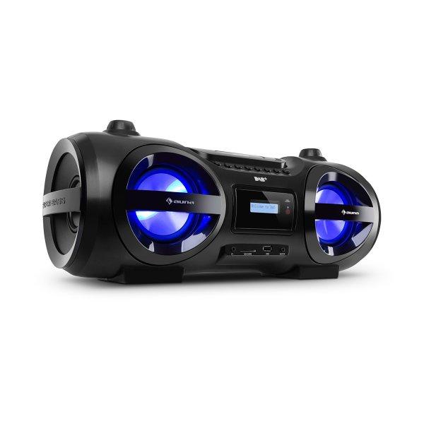 Auna Soundblaster, DAB, Boombox, Bluetooth, CD/MP3/USB/AUX, DAB+/UKW, LED,
50Wmax