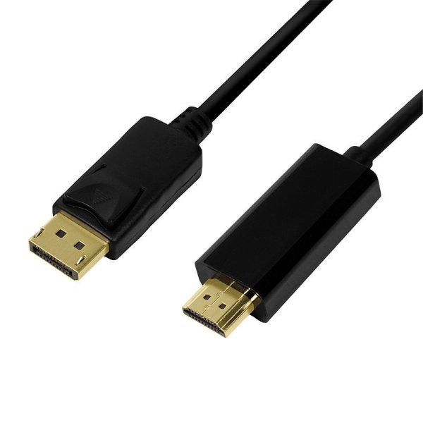 Logilink DisplayPort cable DP/M to HDMI-A/M 4K/30 Hz 1m Black