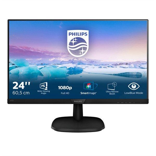 PHILIPS IPS monitor 23,8" 243V7QJABF, 1920x1080, 16:9, 250cd/m2, 4ms,
VGA/HDMI/Displayport, hangszóró