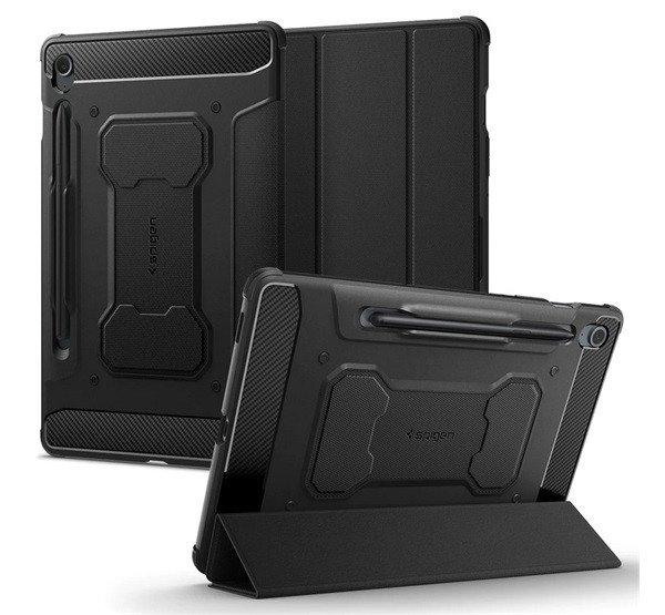 SPIGEN RUGGED ARMOR PRO tok álló (aktív FLIP, ütésállóság, TRIFOLD,
asztali tartó, ceruza tartó) FEKETE Samsung Galaxy Tab S9 FE LTE (SM-X516),
Galaxy Tab S9 FE WIFI (SM-X510)