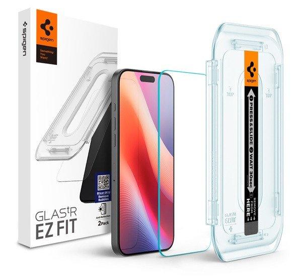 Spigen Glas.tR EZ Fit Apple iPhone 16 Pro Max tempered kijelzővédő fólia
felhelyező kerettel (2db) AGL07907