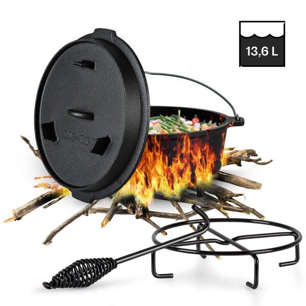 Klarstein Guernsey, prémium öntöttvas edény, 12.0 barbecue edény,
öntöttvas, lábacskák, XL/13,6 l méret