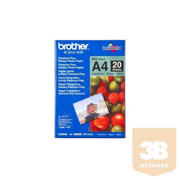 BROTHER Fotópapír BP71GA4, Prémium fényes fotópapír (A4 / 20 lap /
260g/m2)