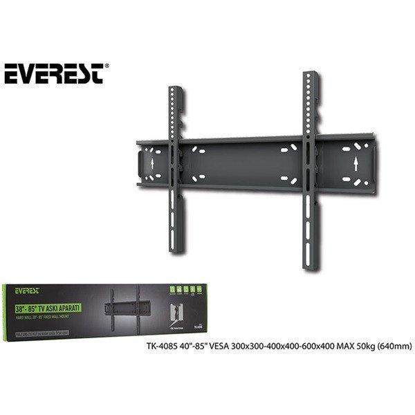 Everest TV állvány - TK-4085 (38"-85"-ig, Fali, ultra keskeny, 50kg
teherbírás, Fekete)