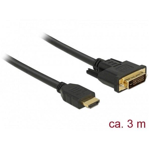 Delock Átalakító Kábel - 85655 (HDMI - DVI (24+1), apa/apa, kétírányú,
3m)