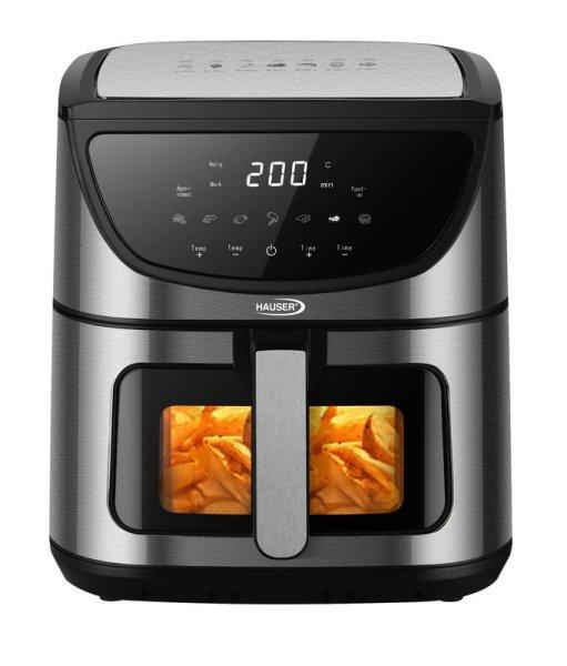 Hauser AF-818 AirFryer XXL 1800W 8L inox, nemesacél digitális Air Fryer,
olajmentes olajsütő, 8 literes, családi légkeveréses forrólevegős sütő