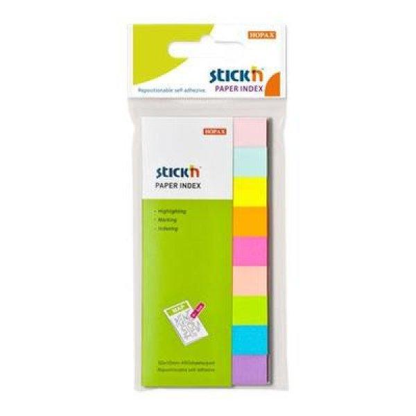 Jelölőcímke, papír, 9x50 lap, 50x12 mm, STICK N, neon és pasztell mix