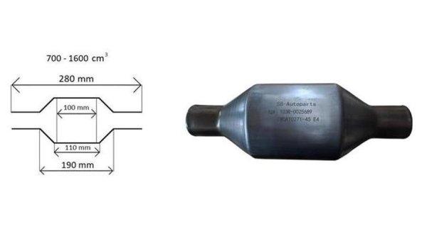 Univerzális kerek kerámiabetétes katalizátor, Ø45mm, 700-1600 cm³, EURO6