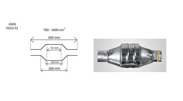 Univerzális kerek kerámiabetétes katalizátor, Ø45mm, 700-1600 cm³, EURO2