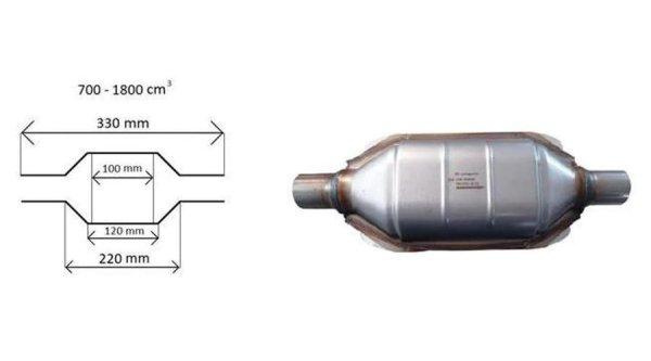 Univerzális ovál kerámiabetétes katalizátor, Ø45mm, 700-1600 cm³, EURO6