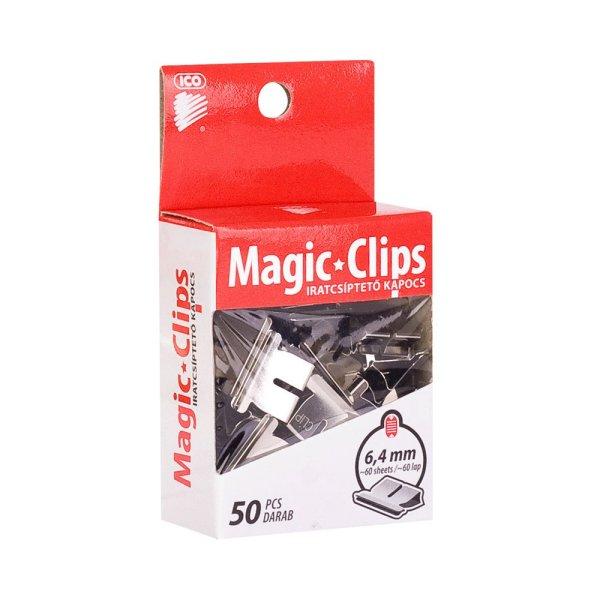 Iratcsíptető fűzőkapocs 6,4mm, 50 db/doboz, Ico Magic clipper