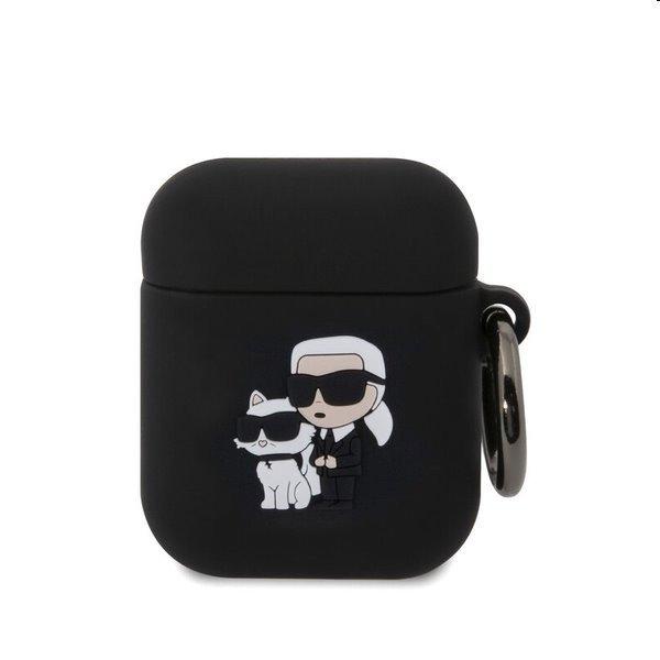 Karl Lagerfeld 3D Logo NFT Karl and Choupette szilikontok Apple AirPods 1/2
számára, fekete