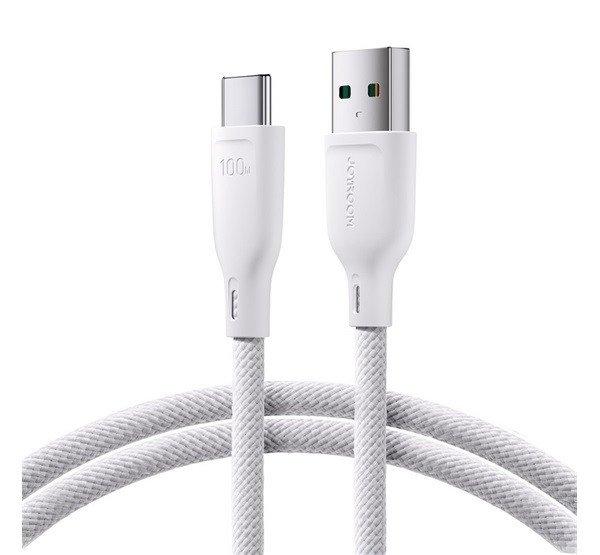 JOYROOM adatkábel (USB - Type-C, 100W, gyorstöltő, 100cm, cipőfüző) FEHÉR