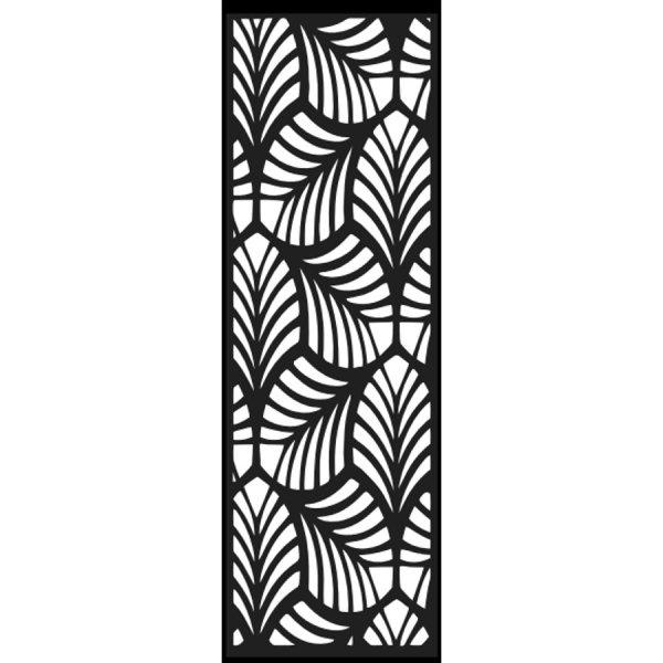 Fali dekorpanel, trópusi levél minta, 50x150 cm, 3 mm HDF - Antracit