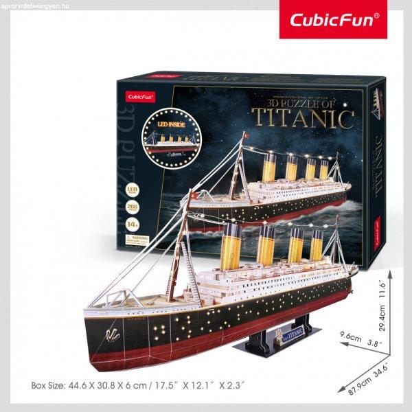 3d Led világítós puzzle: Titanic CubicFun hajó makett LED világítással