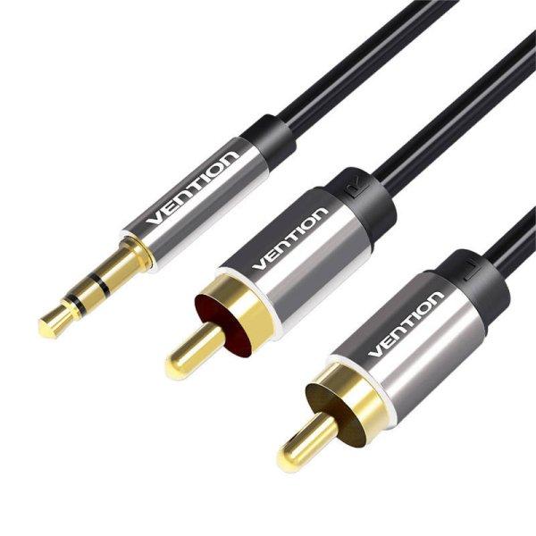 Audio kábel 2xRCA 3,5mm Vention BCFBD 0,5m (fekete)