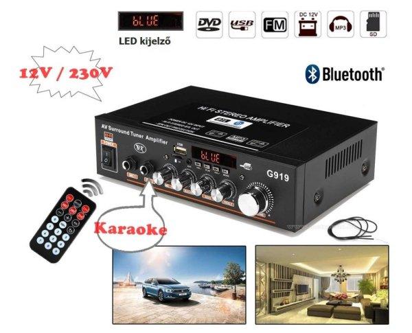 Mini hordozható és autós Karaoke erősítő USB/SD/MP3 és Bluetooth
zenelejátszóval MG-919BT