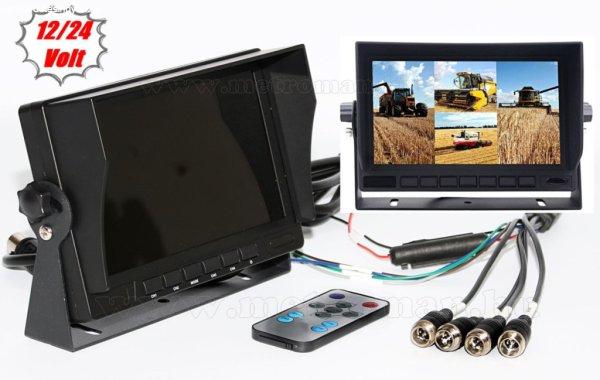 Ipari kivitelű autó, kamion, busz, munkagép LCD monitor tolatókamerához
MM3659-QUAD 12/24V