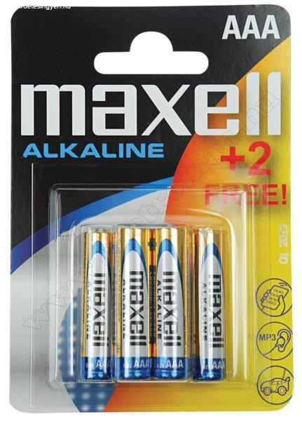 MAXELL alkáli, AAA mini ceruza elem, 1,5 V-os LR03-6