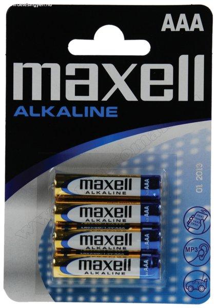 MAXELL alkáli, AAA mini ceruza elem, 1,5 V-os LR03-4