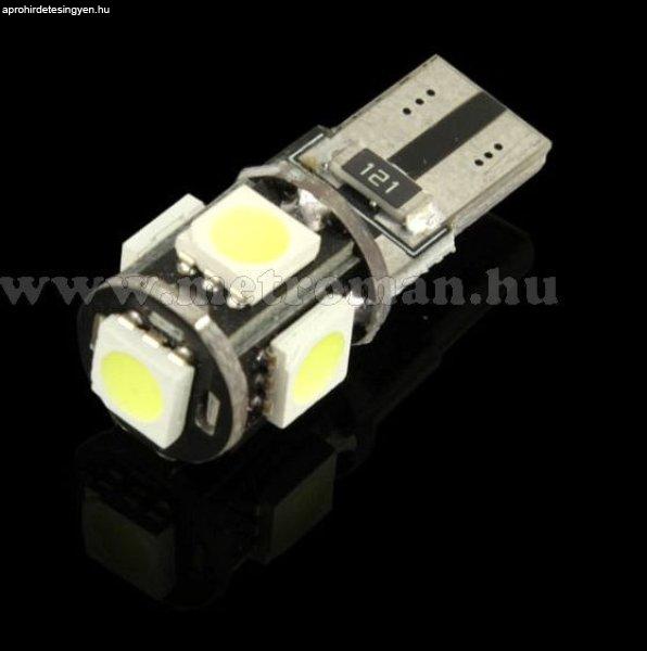 Autós Can-Bus LED izzó, 5 db szuperfényes SMD LED-del, T105SMD5050LEDCAN