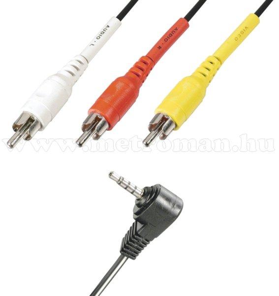 Videókábel, 4 pólusú 3.5 mm Jack dugó - 3 x RCA dugó, sztereó, 2 m VC20-2