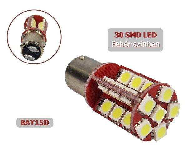 Autós LED izzó BAY15D, 30SMD LED-es, fehér, MM-BAY15-30SMD5050F